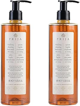 Prija Vitalising Hand Wash with Ginseng 380ml Pack of 2 Made from Recycled Plastic