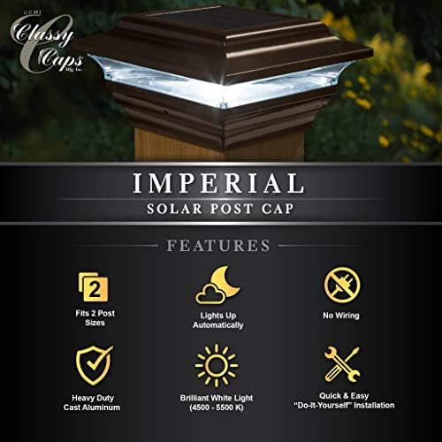 Classy Caps SL211R Aluminum Imperial Solar Post Cap, 4" x 4", Bronze - Image 4