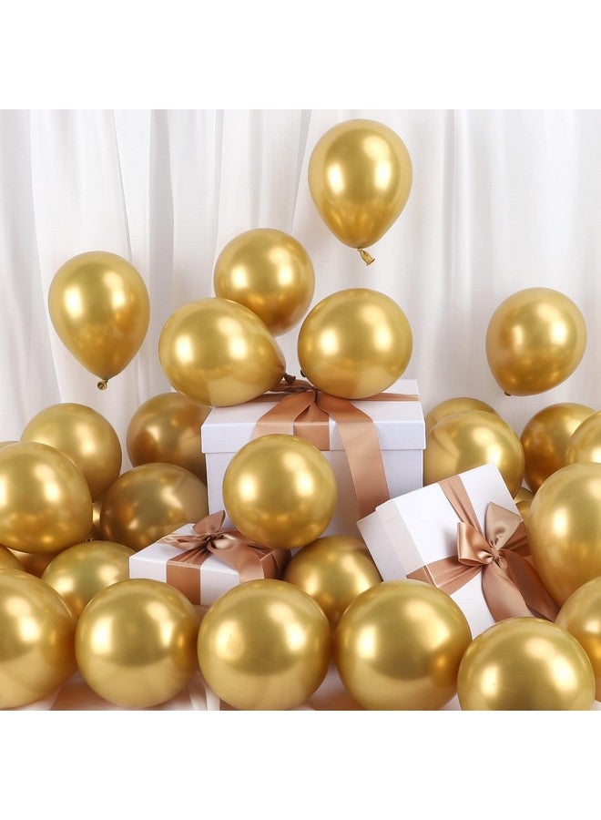 RUBFAC Gold Balloons, 120Pcs 5 Inch Chrome Metallic Latex Gold Balloon For Party Supplies Birthday Anniversary Festival Baby Shower Wedding Engagement Decoration - Image 1