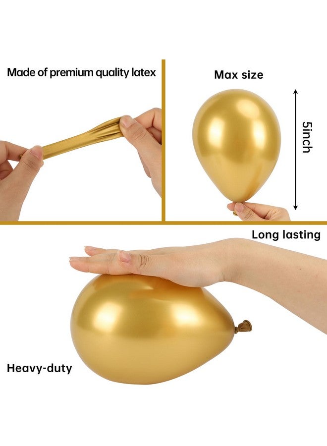 RUBFAC Gold Balloons, 120Pcs 5 Inch Chrome Metallic Latex Gold Balloon For Party Supplies Birthday Anniversary Festival Baby Shower Wedding Engagement Decoration - Image 3