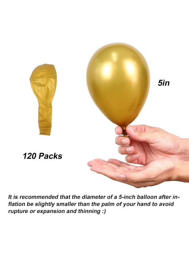 RUBFAC Gold Balloons, 120Pcs 5 Inch Chrome Metallic Latex Gold Balloon For Party Supplies Birthday Anniversary Festival Baby Shower Wedding Engagement Decoration - Image 2