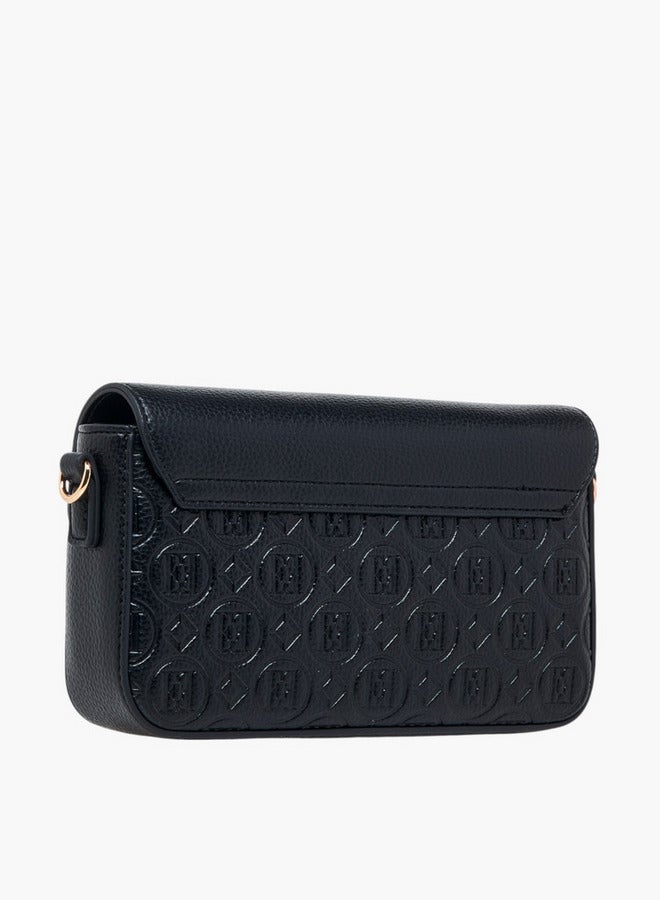 ايل حقيبة كروس بودي بنقش المونوغرام مع حزام سلسلة قابل للفصل وإغلاق بالغطاء - Image 4