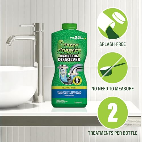 Green Gobbler Drain Clog Dissolver, Drain Opener-Cleaner ,Toilet Clog Remover, 31 oz - Image 5