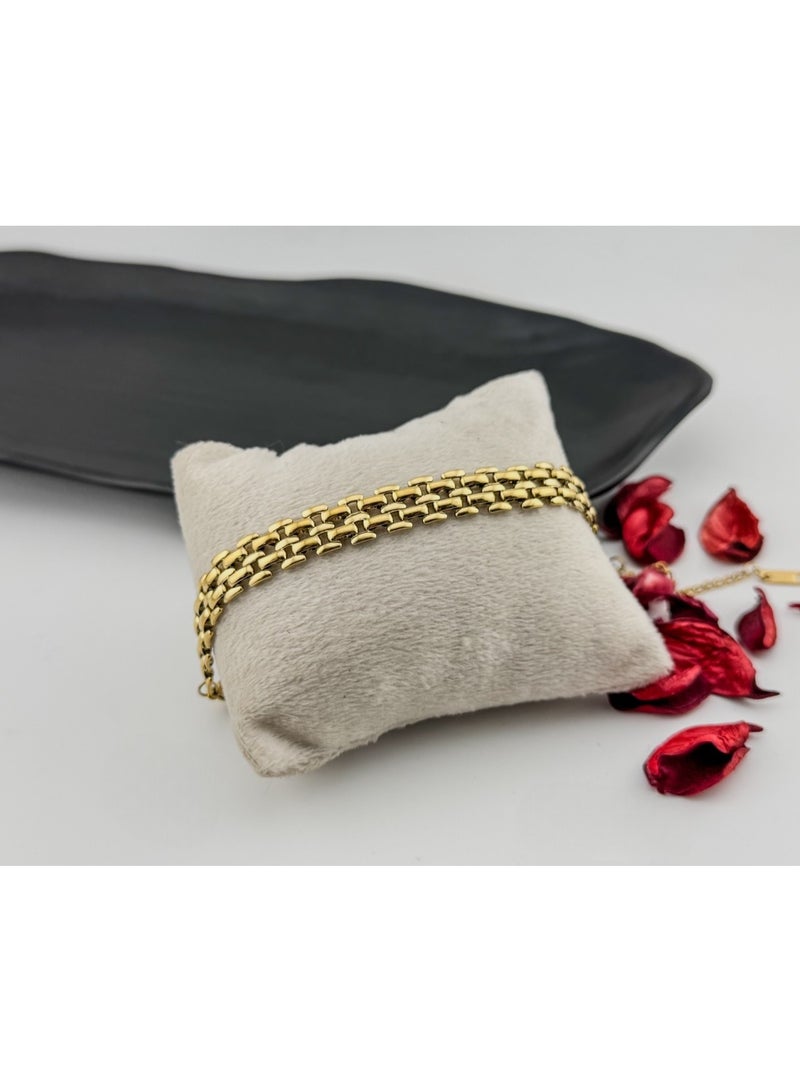 Gold Stainless Steel Bracelet for Women – Elegant Waterproof Anti-Tarnish Adjustable Fashion Bangle Jewelry Gift for Girls & Ladies