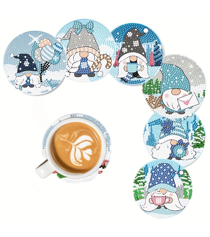 Winter DIY Diamond Painting 8Pcs Coaster Set for Home Table Decor - Image 1