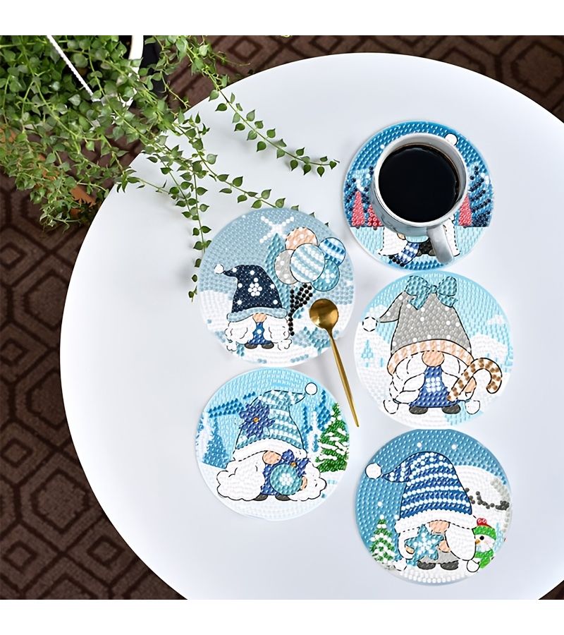 Winter DIY Diamond Painting 8Pcs Coaster Set for Home Table Decor - Image 2