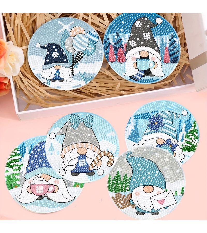 Winter DIY Diamond Painting 8Pcs Coaster Set for Home Table Decor - Image 3