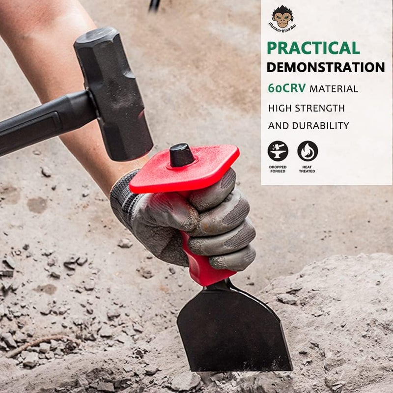 Monkey King Bar -8.9IN by 3.9IN Width Flat Masons Chisel/Demolishing/Masonry/Carving/Concrete Breaker Chisels with Hand Guard with Hand Guard - Image 4