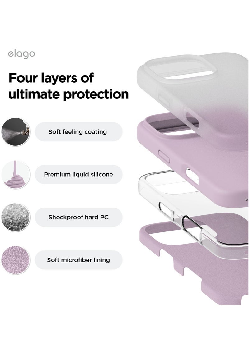 Elago Liquid Silicone for iPhone 16 Pro MAX Case Cover Full Body Protection, Shockproof, Slim, Anti-Scratch Soft Microfiber Lining - Soft Purple - Image 4