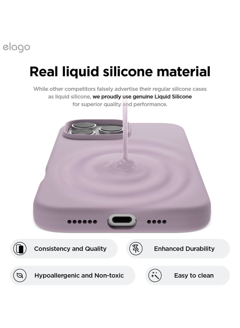 Elago Liquid Silicone for iPhone 16 Pro MAX Case Cover Full Body Protection, Shockproof, Slim, Anti-Scratch Soft Microfiber Lining - Soft Purple - Image 3