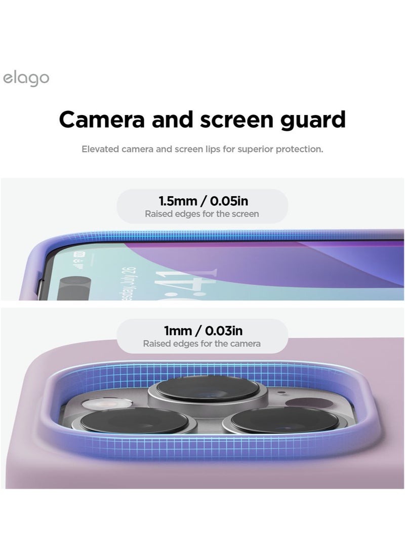 Elago Liquid Silicone for iPhone 16 Pro MAX Case Cover Full Body Protection, Shockproof, Slim, Anti-Scratch Soft Microfiber Lining - Soft Purple - Image 5