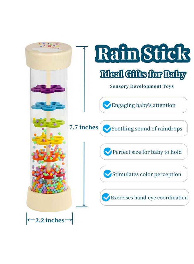 Oneshow Wooden Rain Stick Montessori Toys for Babies 6-12 Months, Rain Sticks for Kids, Baby Rattle Sensory Developmental Musical Toy with Calming Rain Sounds, Toddler Educational Gift for 1 Year Old - 7.7" - Image 2