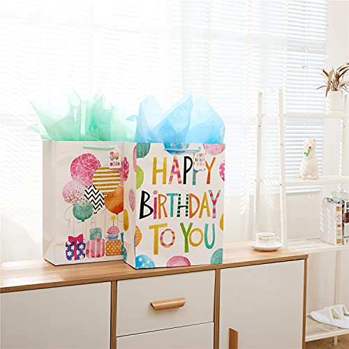 SUNCOLOR 16 Extra Large Gift Bags for Birthday Party with Tissue Paper2 Pack Balloon - Image 5