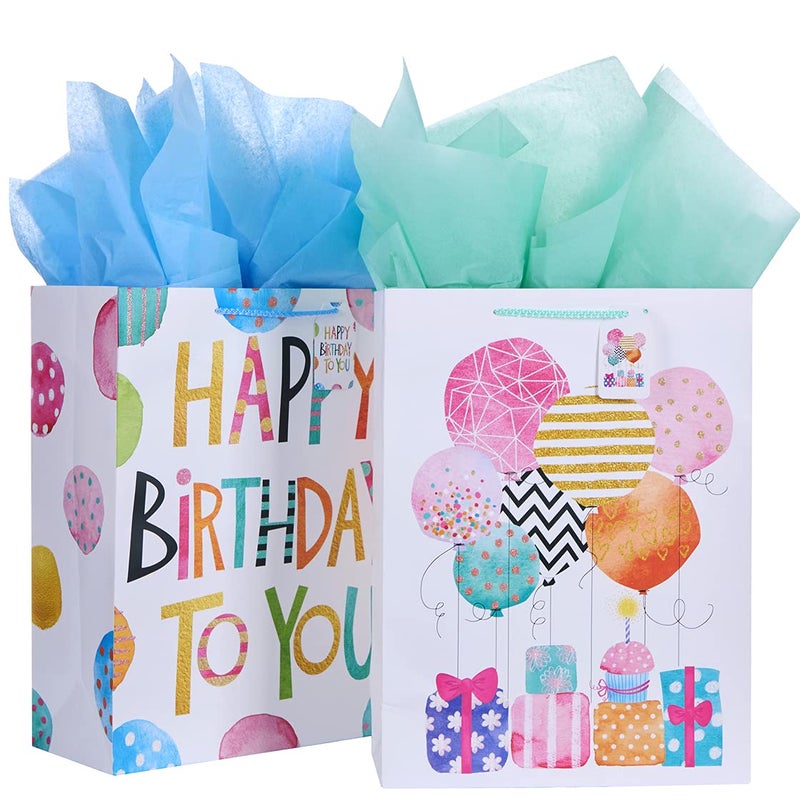 SUNCOLOR 16 Extra Large Gift Bags for Birthday Party with Tissue Paper2 Pack Balloon - Image 3