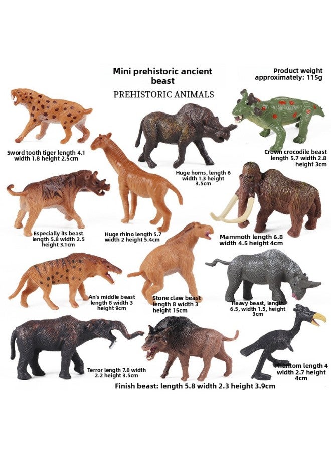 Children's Early Education Simulation Marine Animal Model Dinosaur Toy Birds Insect Sand Table Fleshy Scene Fish Tank Ornaments-Color:KZ Mini Prehistoric Ancient Beast 12 Set - Image 1
