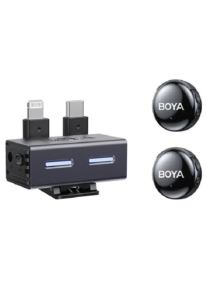 BOYA BOYALINK 3-03 Button-Sized 2.4Ghz Wireless Microphone System for USB-C, Lightning & 3.5mm Devices  - Image 1