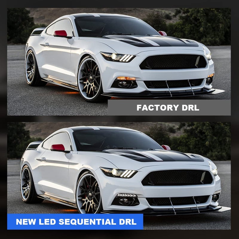 ROXX Full Led DRL Turn Signal Assembly for 2015 2016 2017 Ford Mustang, Led Mustang Fog Lights w/Daytime Running Lights and Amber Sequential Turn Signals Kits, Left + Right Sides - Image 5
