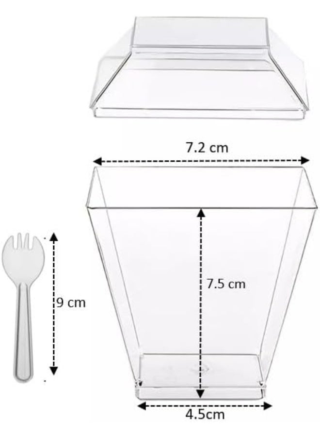 HOME CHOICE 20-Pieces, Disposable Square Cup with Lid and Spoon - Image 3