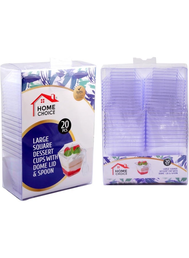 HOME CHOICE 20-Pieces, Disposable Square Cup with Lid and Spoon - Image 2