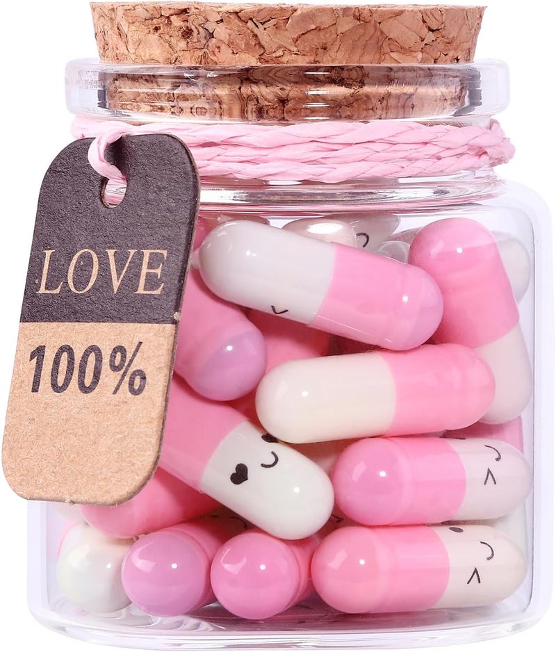 Tintnut هدايا عيد الحب للصديق، الصديقة - رسائل كبسولة في زجاجة رسالة حب نصف ملونة 30 قطعة هدايا للعلاقات عن بُعد هدية عيد ميلاد للصديقات - Image 1