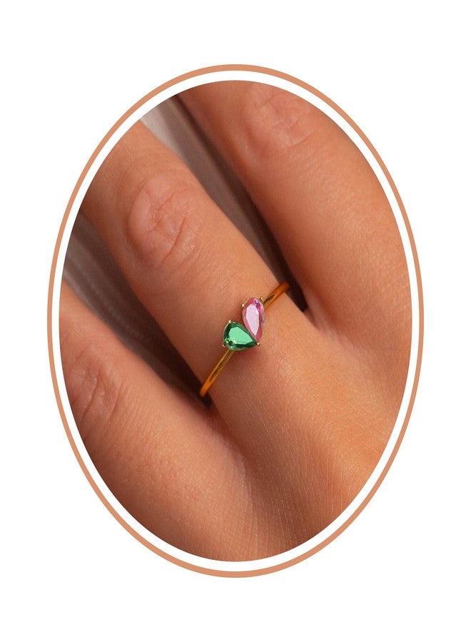 Btysun Sister Mothers Day Gift Ideas, October Birthday Gifts for Women, May Birthday Gifts for Her Stocking Stuffers Gold Birthstone Rings Adjustable Emerald Teardrop Heart Ring Unique Christmas Gifts Anniversary Jewelry - Image 1
