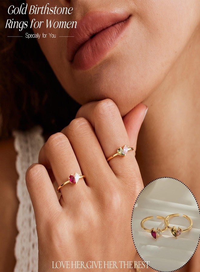 Btysun Sister Mothers Day Gift Ideas, October Birthday Gifts for Women, May Birthday Gifts for Her Stocking Stuffers Gold Birthstone Rings Adjustable Emerald Teardrop Heart Ring Unique Christmas Gifts Anniversary Jewelry - Image 2