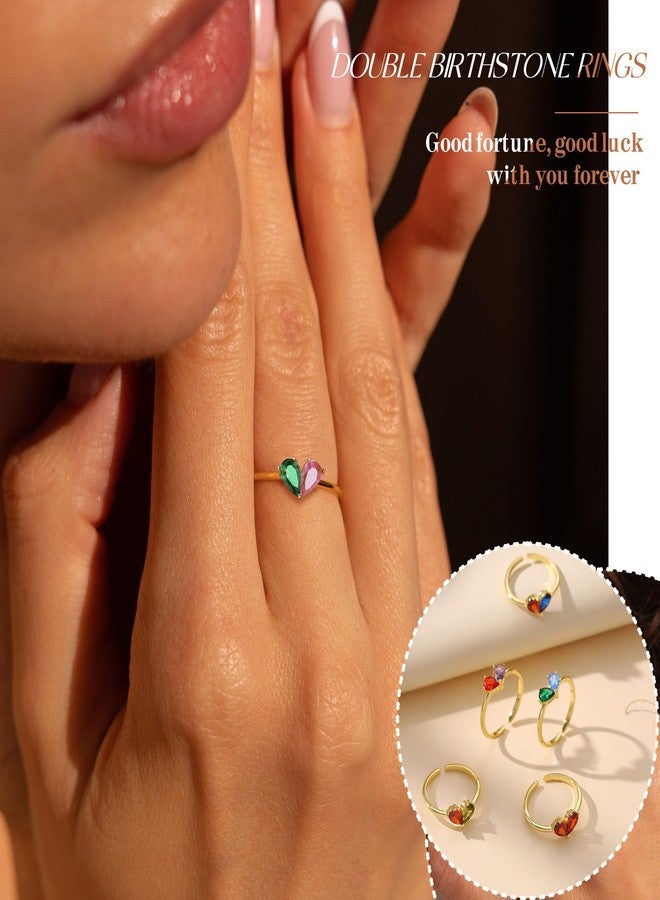 Btysun Sister Mothers Day Gift Ideas, October Birthday Gifts for Women, May Birthday Gifts for Her Stocking Stuffers Gold Birthstone Rings Adjustable Emerald Teardrop Heart Ring Unique Christmas Gifts Anniversary Jewelry - Image 4