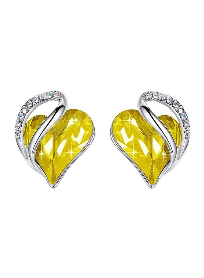 Love Lady earrings, birthday stone crystal earrings, silver crystal stud earrings, allergen-free jewelry