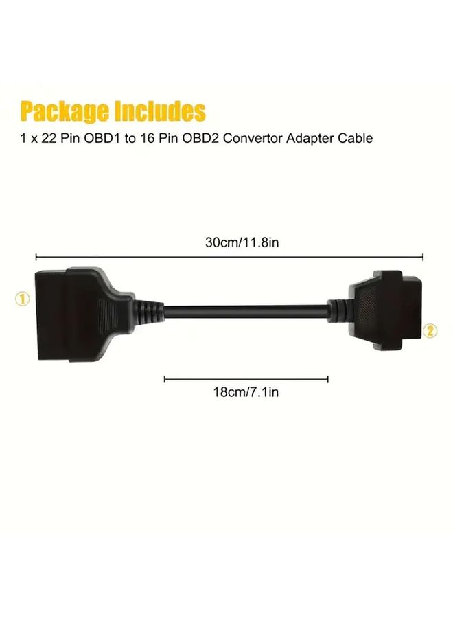 Black OBD2 Diagnostic Connector Adapter 22 Pin to 16 Pin for Toyota - Image 2