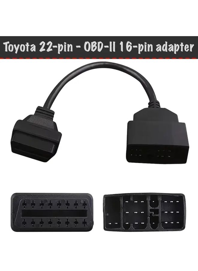 Black OBD2 Diagnostic Connector Adapter 22 Pin to 16 Pin for Toyota - Image 1