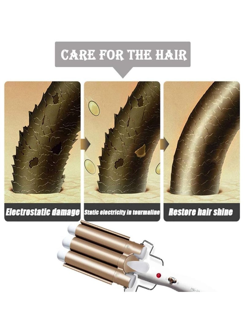 TIGER 3 Barrel Hair Waver, 25mm Ceramic Tourmaline Curling Iron, Dual Temperature Control, Gold – Professional Hair Styling Tool for Long-Lasting Waves and Curls - Image 3