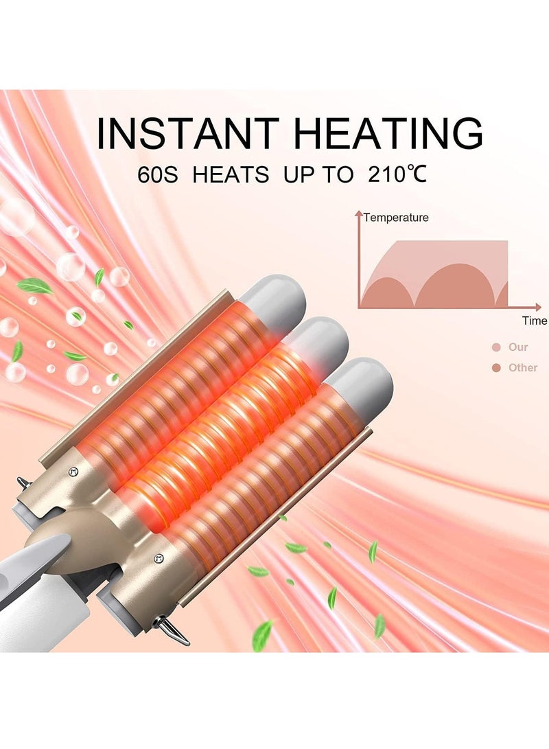 TIGER 3 Barrel Hair Waver, 25mm Ceramic Tourmaline Curling Iron, Dual Temperature Control, Gold – Professional Hair Styling Tool for Long-Lasting Waves and Curls - Image 4