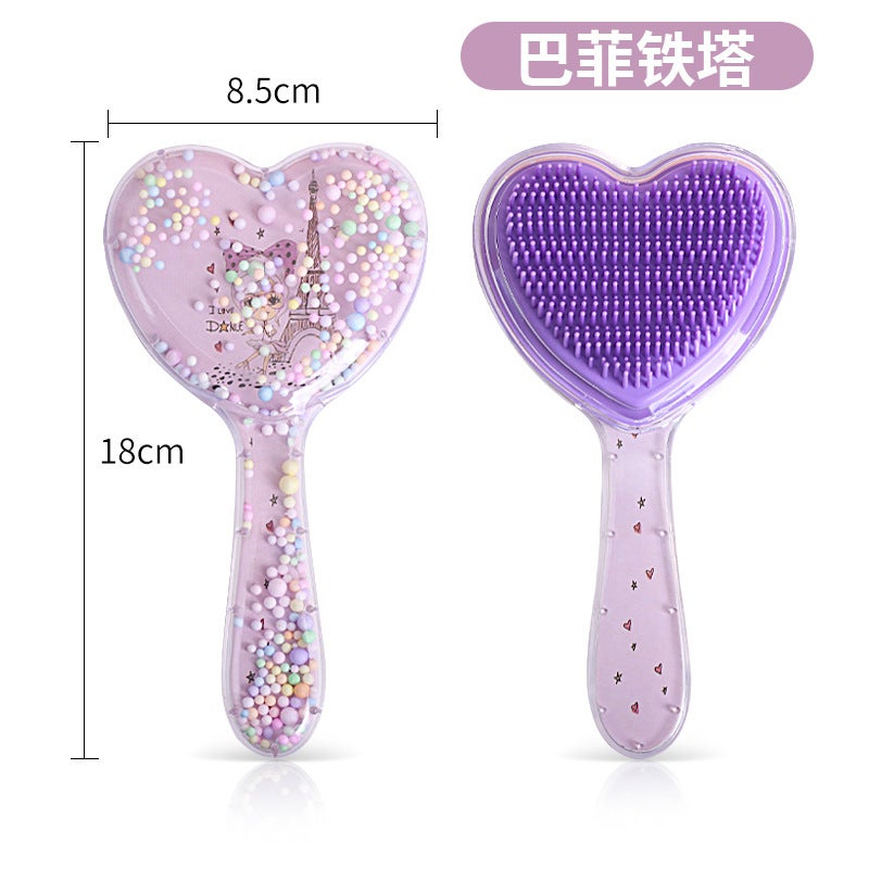 Generic New cute air cushion comb love girl special comb cartoon transparent airbag comb quicksand toy massage comb Barbed tower