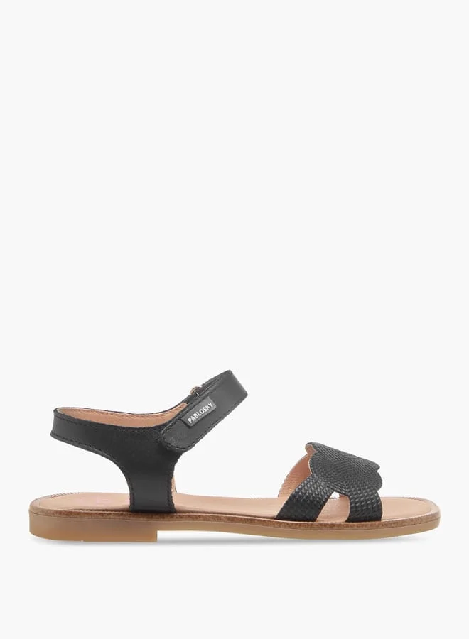 بابلوسكي Girls' Braided Textured Sandals with Hook and Loop Closure