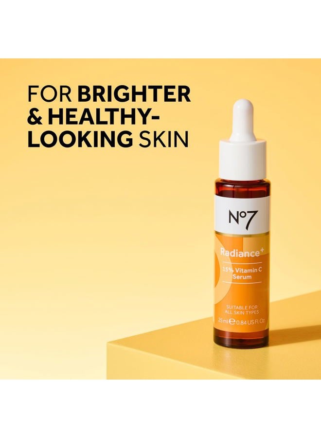 No7 Radiance+ 15% Vitamin C Serum - Radiance-Boosting Face Serum for Glowing Skin - Re-Energizing Vitamin C Skin Care for Daily Use (0.84 oz) - Image 2