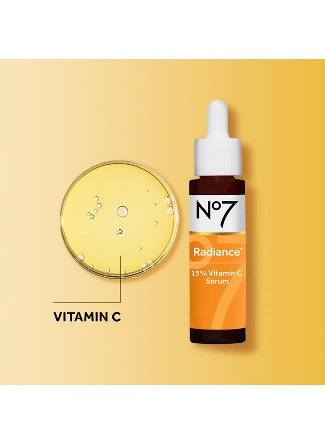 No7 Radiance+ 15% Vitamin C Serum - Radiance-Boosting Face Serum for Glowing Skin - Re-Energizing Vitamin C Skin Care for Daily Use (0.84 oz) - Image 5