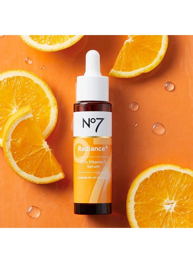 No7 Radiance+ 15% Vitamin C Serum - Radiance-Boosting Face Serum for Glowing Skin - Re-Energizing Vitamin C Skin Care for Daily Use (0.84 oz) - Image 3