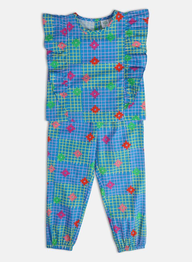 MINIKLUB Girls Cotton Ruffled Top and Cuffed Pants Set - Image 1