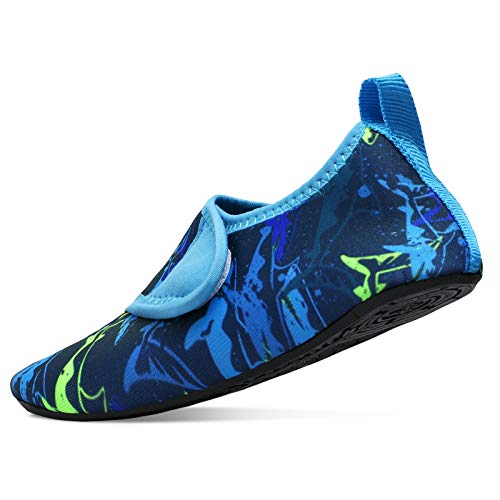 Scurtain Kids Boys Girls Toddler Water Shoes Barefoot Quick Dry Aqua Socks for Kids Boys Girls Baby Toddler Navy/Whale 1-2 Little Kid - Image 4