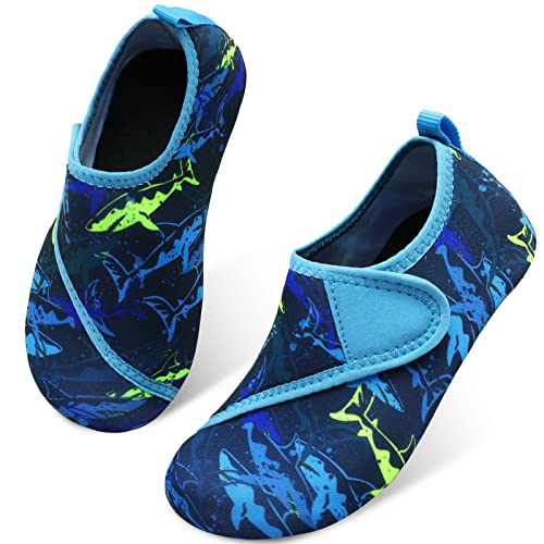 Scurtain Kids Boys Girls Toddler Water Shoes Barefoot Quick Dry Aqua Socks for Kids Boys Girls Baby Toddler Navy/Whale 1-2 Little Kid - Image 1