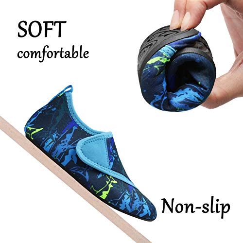 Scurtain Kids Boys Girls Toddler Water Shoes Barefoot Quick Dry Aqua Socks for Kids Boys Girls Baby Toddler Navy/Whale 1-2 Little Kid - Image 5