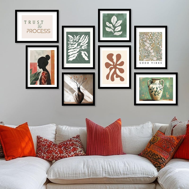 HOTHOUSE Traditional set of 8 wall decor Art 5 Big 13x17 or 13x13 inch Brown
