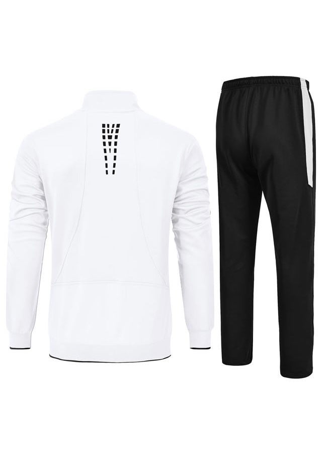 YSENTO Men's Tracksuits Outfits Set 2 Piece Jogging Suits Warm Up Sweatsuits Sweat Track Suits Sets, 3-white + Black, 4XL - Image 2