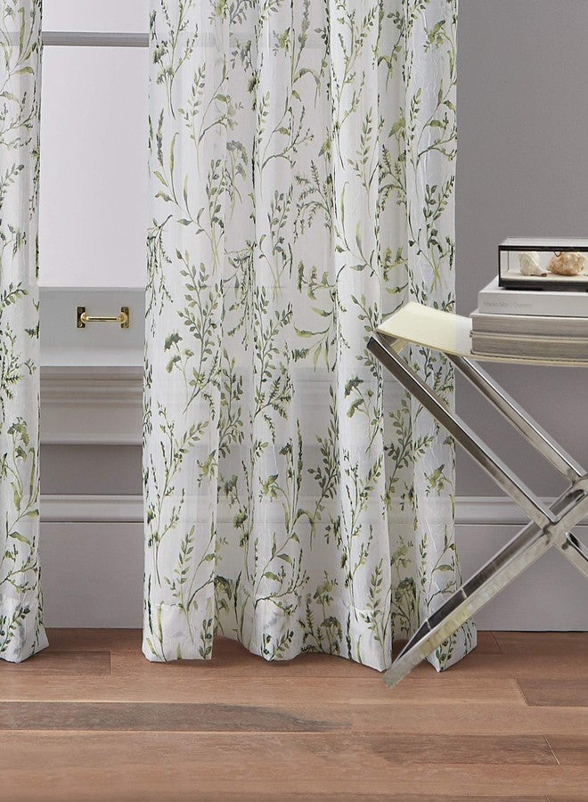 CHF Santa Barbara Voile Rod Pocket Window Curtain Single Panel, 84-inch, Green - Image 2