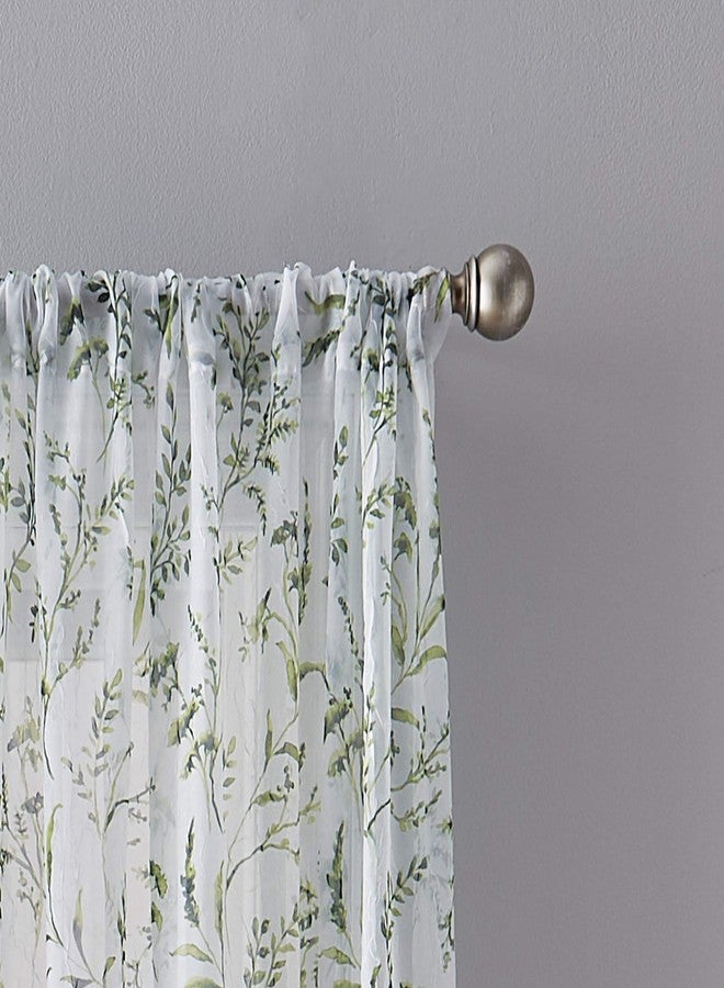 CHF Santa Barbara Voile Rod Pocket Window Curtain Single Panel, 84-inch, Green - Image 3