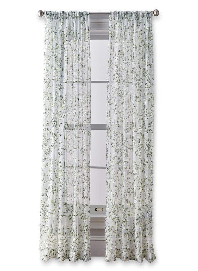 CHF Santa Barbara Voile Rod Pocket Window Curtain Single Panel, 84-inch, Green - Image 5