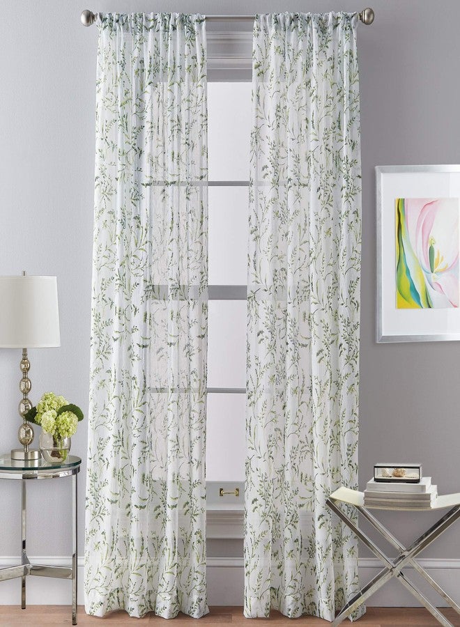 CHF Santa Barbara Voile Rod Pocket Window Curtain Single Panel, 84-inch, Green - Image 1