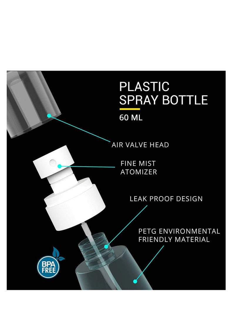 Excefore Spray Bottle, Spritzer Bottle Clear Fine Mist Sprayer Refillable and Reusable Plastic Bottles Empty Travel Professional Suitable for Hair Cleaning Essential Oils Perfume Remover, 2 Pack - Image 2