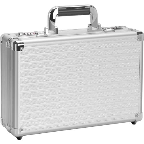 LOCKCURX File Organizer Storage Box 142 x 94 x 45 Inch Medium Portable Locking Storage Totes with Dual Combination Locks for Passports Medications and Small Personal Items Silver - Image 1