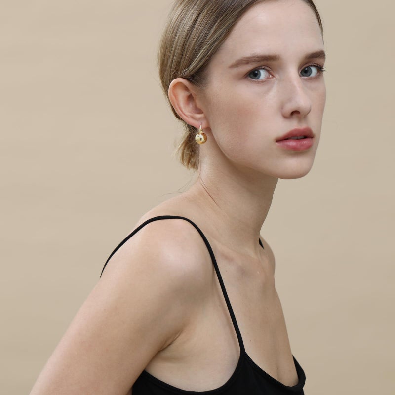 Ascona Hoop Earrings, Gold Mini Ball Drop Dangle Leverback Earrings for Women, Hypoallergenic Lightweight Gold Plated Dainty Fashion Jewelry(12mm mini ball gold) - Image 3